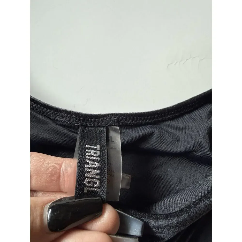 Triangl Black Velvet Bikini Bottoms Women’s Size M Swimwear High Cut